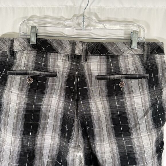 Tommy Bahama Silk Linen Shorts Men's 38 Grey Plaid Button Zip Flat Front 10" In - Picture 8 of 9